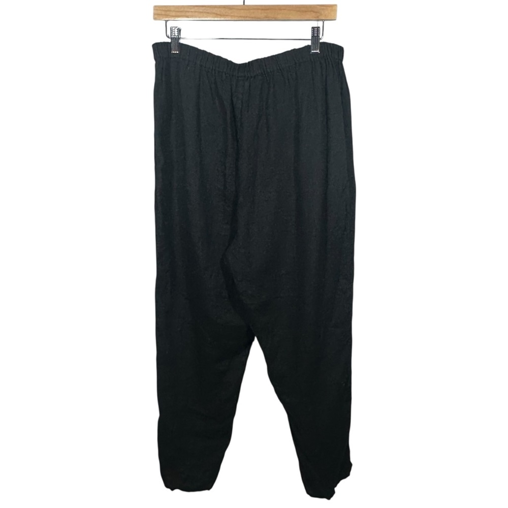 Flax Womens Linen Wide Leg Cropped M Black Lagenlook Beach Sustainable - Picture 2 of 14